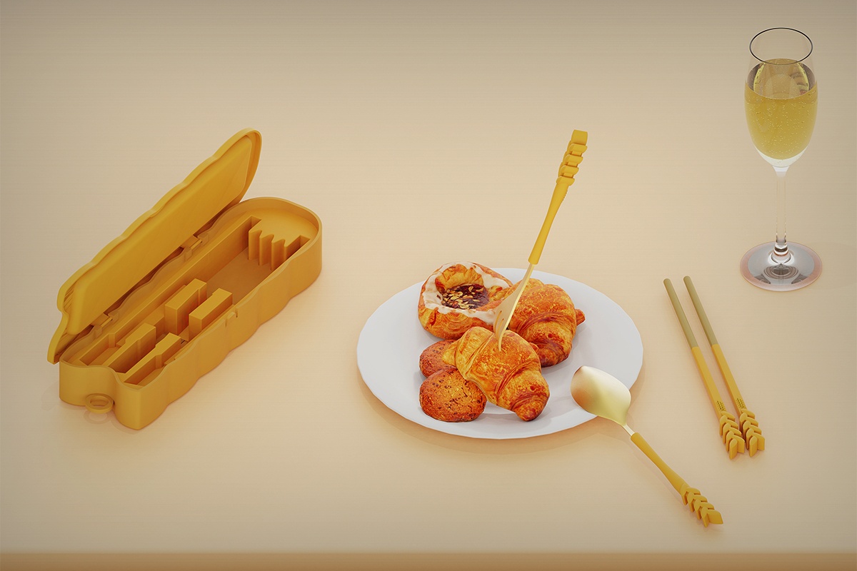创意产品设计——小麦元素WHEAT便携式餐具设计