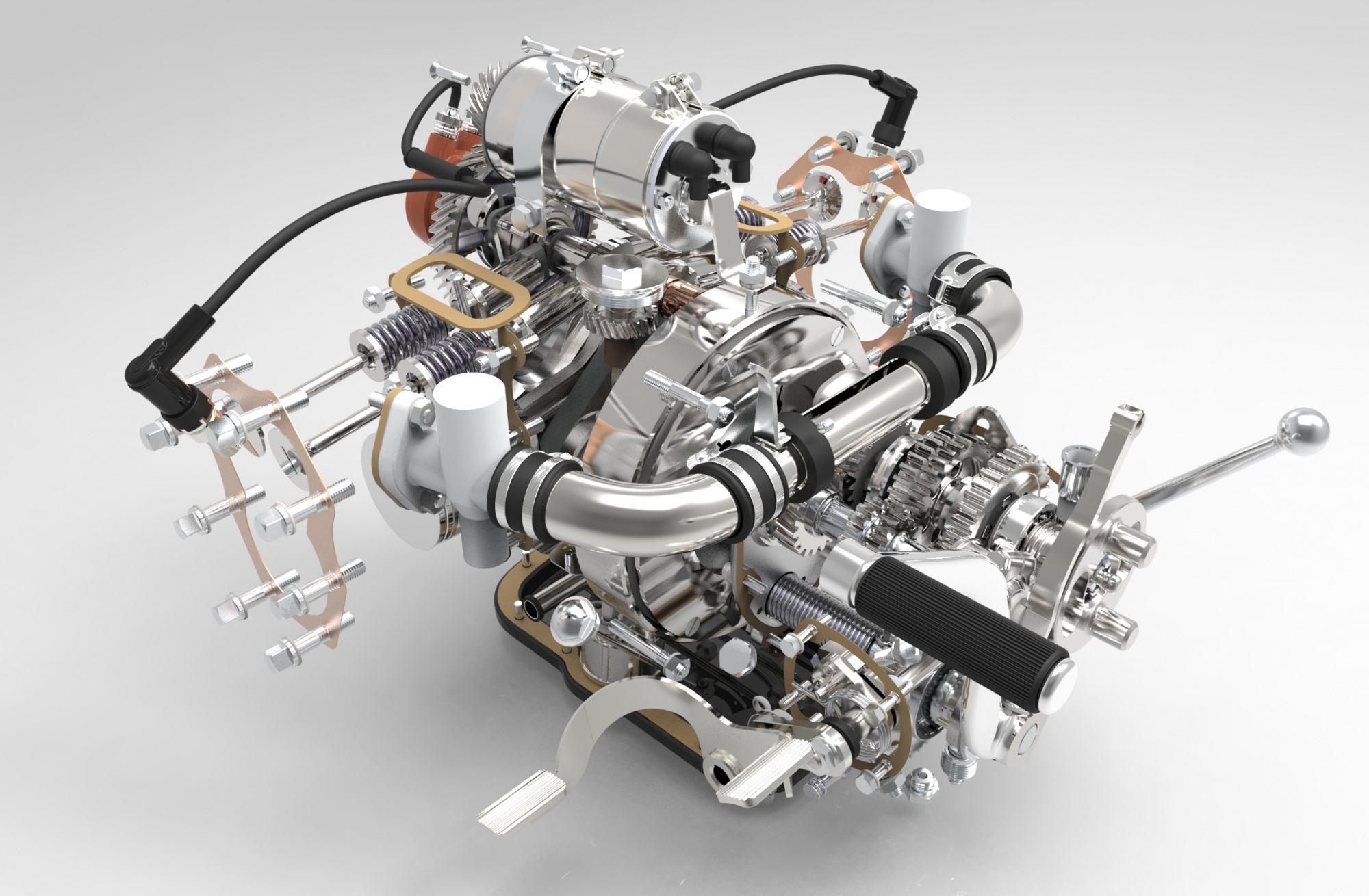 变速箱齿轮组传动挡位发动机三维模型可渲染模拟动画