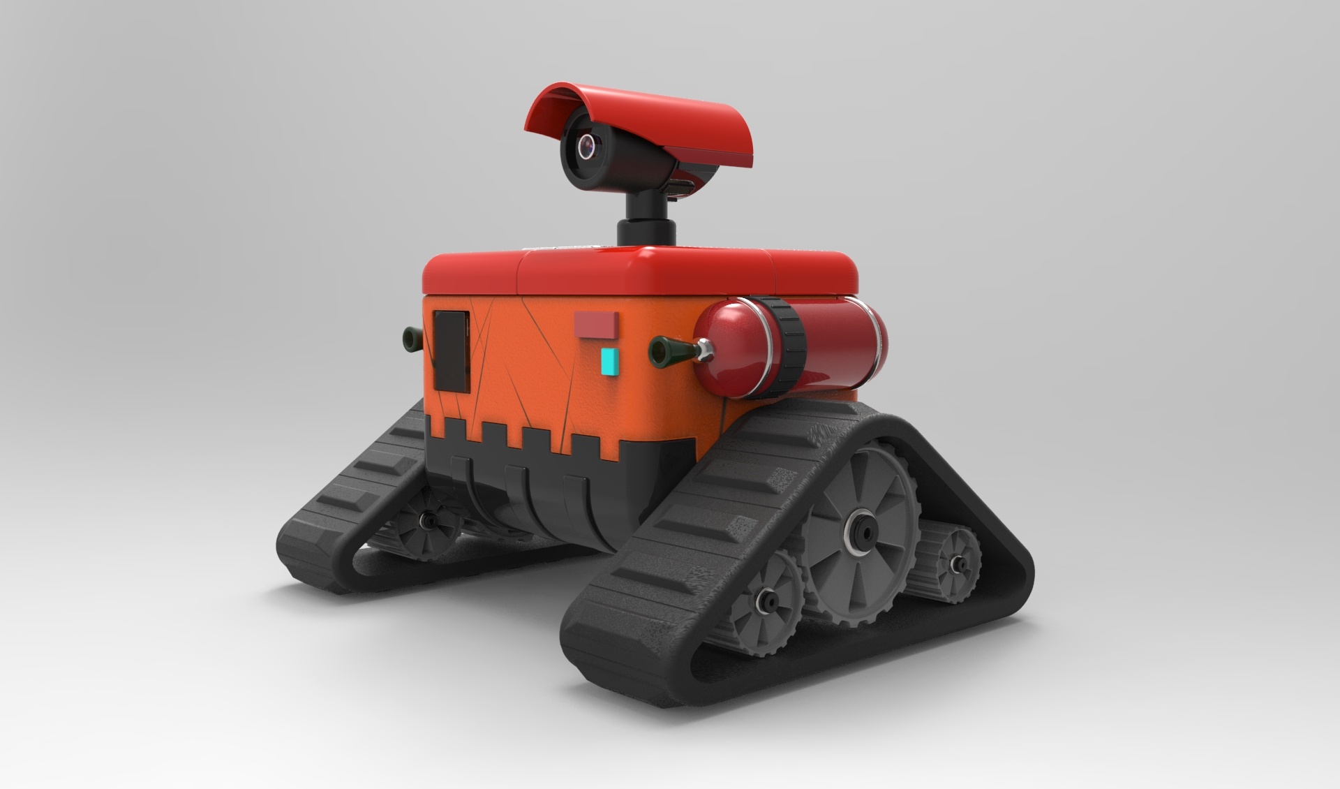 原创设计，探路者号无人驾驶救灾灭火物资运输机器人。