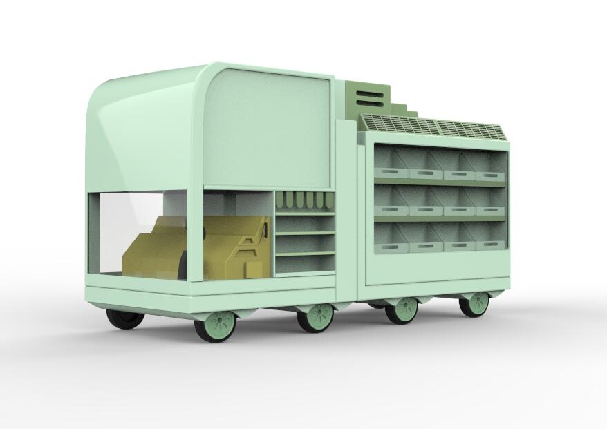 蔬菜运输车，菜食品货物运输车，交通工具，未来科技感