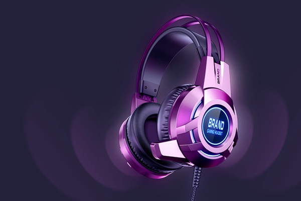 游戏耳机渲染 电光紫（承接建模、渲染业务）